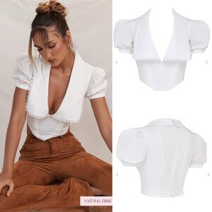 House of CB Augusta White Pin Tuck Top